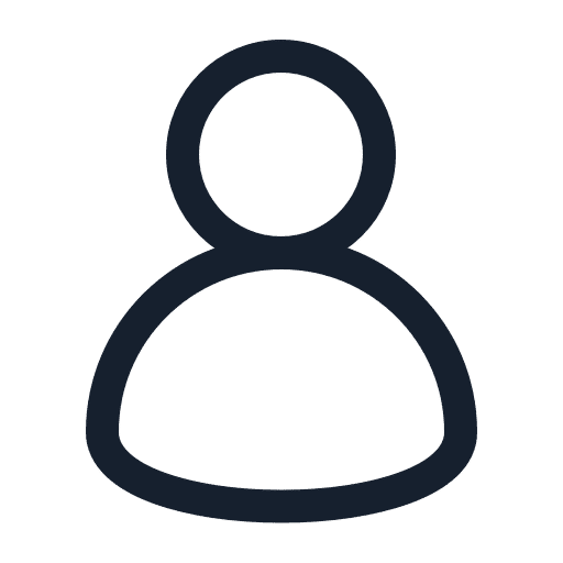 Simple user profile icon showing an outline of a person with a circular head and shoulders.